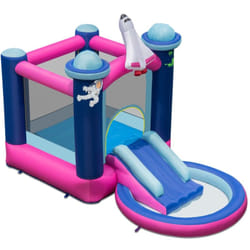 Helloshop26 - Scivolo gonfiabile a tema spaziale con borsa per il trasporto con scivolo per piscina, pali senza gonfiatore