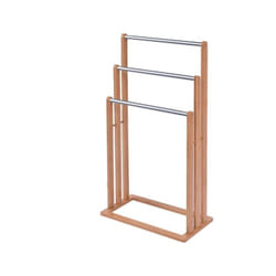 Helloshop26 - Porta asciugamani e appendiabiti, scala per asciugamani porta asciugamani 3 barre, 46 x 24 x 84 cm naturale