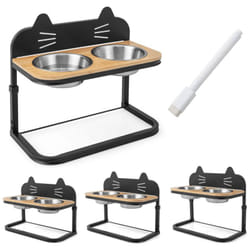 Helloshop26 - Ciotola rialzata per cani e gatti, regolabile in altezza, doppia ciotola in acciaio inox, porta-ciotola per cuccioli, struttura in