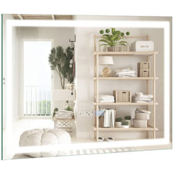 Specchio da bagno 60 x 40 cm 3000-6000k funzione memoria display ora temperatura ip44 argento