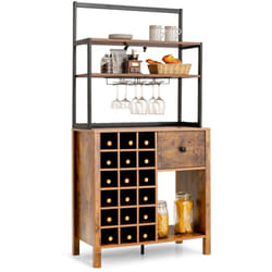 Mobile da cucina indipendente con portabottiglie e cassetto Scaffale da bar a 4 livelli 74 x 40 x 160 cm con portabicchiere da vino da caffè