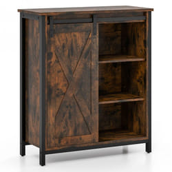 Mobiletto rustico, credenza rustica con porta scorrevole, ripiani regolabili, console di servizio, 70 x 30 x 81 cm, marrone rustico