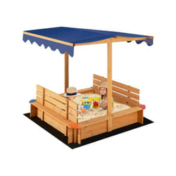 Helloshop26 - Sabbiera in legno di abete con tetto e 2 panche rimovibili Sabbiera con design senza fondo e carico del rivestimento 60 kg per 3 anni+