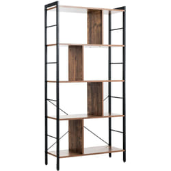 Libreria a 5 ripiani stile industriale moderno ripiano portaoggetti capacità 100 kg acciaio 74 x 30 x 155 cm marrone