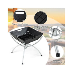Helloshop26 - Braciere a carbone pieghevole per esterni Braciere portatile 3 in 1 Griglie in acciaio inossidabile con borsa per il trasporto e guanti