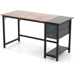 Helloshop26 - Scrivania moderna da 140 cm, postazione di lavoro per computer con 2 cassetti, ripiano con gancio per appendere, 140 x 60 x 75 cm,