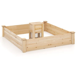 Helloshop26 - Orto quadrato in legno di abete 124 x 124 x 25,5 cm contenitore per compost base aperta dipinto fai da te frutta fiori verdura naturale