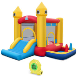 Helloshop26 - Castello Gonfiabile per Bambini 6 in 1 con Ventilatore da 480 Watt Casa Gonfiabile in Tessuto Oxford con Piscina di Palline Canestro da