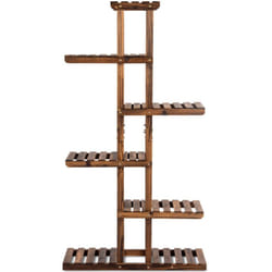 Helloshop26 - Portafiori in legno con decorazione porta piante a 6 livelli 75 x 25 x 140 cm