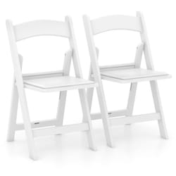 Set 2 Sedie Pieghevoli in Resina Sedie da Giardino Portatili con Seduta Imbottita Telaio in Resina con Portata Statica 500kg Bianco