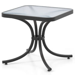 Tavolo da giardino quadrato piano in vetro temperato 50 cm tavolino da patio con robusta struttura in metallo portata 100 kg nero