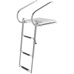 Helloshop26 - Scaletta per piscina pieghevole telescopica in acciaio inox 3 gradini portata 227 kg 2 corrimano pontone barche yacht