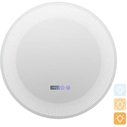 Specchio da bagno ø 60 cm con motivo led antiappannamento 3 colori funzione memoria display ora temperatura IP44 argento