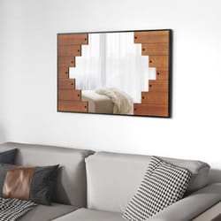 Specchio da parete decorativo rettangolare grande specchio da parete 100x66 cm con tasti di pianoforte cornice gancio a due vie per soggiorno nero