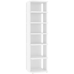 Scarpiera scarpiera mobile portaoggetti ingresso corridoio soggiorno 27,5 x 27 x 102 cm legno composito bianco