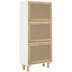 Scarpiera scarpiera mobile portaoggetti ingresso corridoio soggiorno 52 x 25 x 115 cm derivati del legno/rattan bianco