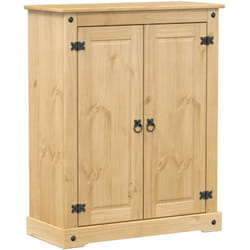 Scarpiera scarpiera mobile portaoggetti ingresso corridoio soggiorno Corona 86 x 38,5 x 108 cm legno massello di pino marrone