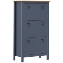 Scarpiera scarpiera mobile portaoggetti ingresso corridoio soggiorno Hill 72 x 35 x 124 cm legno massello di pino grigio