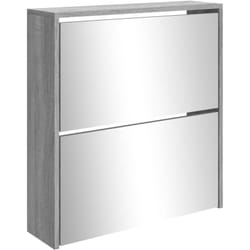 Scarpiera scarpiera mobile portaoggetti ingresso corridoio soggiorno specchio 2 livelli x Sonoma 63 x 17 x 67 cm grigio