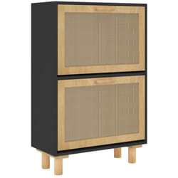 Scarpiera scarpiera mobile portaoggetti ingresso corridoio soggiorno 52 x 25 x 80 cm derivati del legno/rattan nero