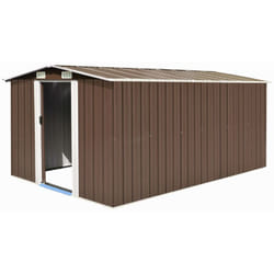 Casetta da giardino Capannone per cabina Capannone per la casa Capannone per attrezzi da esterno Robusto 257 x 392 x 181 cm Marrone Metallo