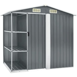 Casetta da giardino Capannone per cabina Capannone per la casa Capannone per esterni Robusto attrezzi con ripiano 205 x 130 x 183 cm Ferro grigio