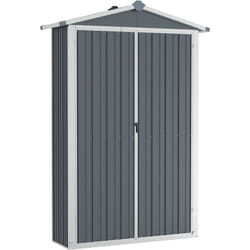 Casetta da giardino casetta per capanni casetta per riporre gli attrezzi casetta per esterni robusta 116 x 45 x 175 cm acciaio zincato grigio