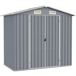 Casetta da giardino casetta per capanni casetta per ripostigli casetta per attrezzi da esterno robusta 205 x 129 x 183 cm acciaio zincato grigio