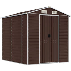 Casetta da giardino casetta per capanni casetta per riporre gli attrezzi casetta per esterni robusta 191 x 215 x 198 cm acciaio zincato marrone