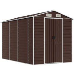 Casetta da giardino casetta per capanni casetta per ripostigli casetta per attrezzi da esterno robusta 191 x 300 x 198 cm acciaio zincato marrone