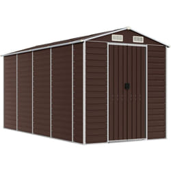 Casetta da giardino casetta per capanni casetta per riporre gli attrezzi casetta per esterni robusta 191 x 385 x 198 cm acciaio zincato marrone
