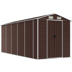 Casetta da giardino casetta per capanni casetta per riporre gli attrezzi casetta per esterni robusta 191 x 470 x 198 cm acciaio zincato marrone