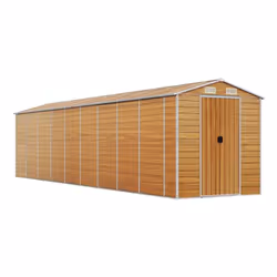 Helloshop26 3000208537930, Capannone metallico, Doppia, Tetto a due spioventi, Legno, Acciaio, Legno
