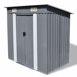 Helloshop26 3000208562802, Capannone metallico, Doppia, Tetto spiovente, Grigio, Acciaio, Grigio