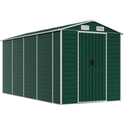 Casetta da giardino casetta per capanni casetta per ripostigli casetta per attrezzi da esterno robusta 191 x 385 x 198 cm verde acciaio zincato