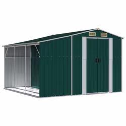 Helloshop26 3000208578209, Capannone metallico, Doppia, Tetto a due spioventi, Verde, Acciaio, Verde