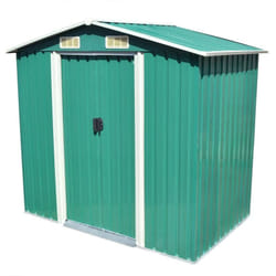 Casetta da giardino Capannone per cabina Capannone per la casa Capannone per esterni Capannone per attrezzi Robusto metallo 204 x 132 x 186 cm Verde