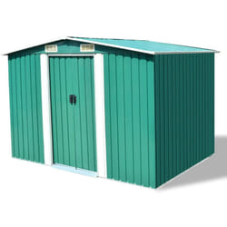 Casetta da giardino Capannone per cabina Capannone per la casa Capannone per esterni Capannone per attrezzi Robusto metallo 257 x 205 x 178 cm Verde