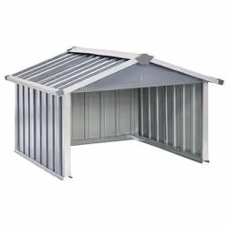 Helloshop26 3000208588789, Capannone metallico, Tetto a due spioventi, Grigio, Acciaio, Grigio, Acciaio