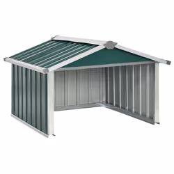 Helloshop26 3000208590164, Capannone metallico, Tetto a due spioventi, Verde, Acciaio, Verde, Acciaio
