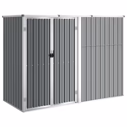 Helloshop26 3000208600986, Capannone metallico, Doppia, Tetto piatto, Grigio, Acciaio, Grigio