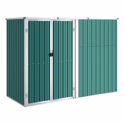 Helloshop26 3000208608388, Capannone metallico, Doppia, Tetto piatto, Verde, Acciaio, Verde