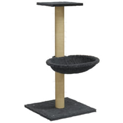 Tiragraffi per gatti, giocattolo per arrampicata su torre, raschietto, piattaforma da arrampicata con tiragraffi in sisal scuro, 74 cm, grigio
