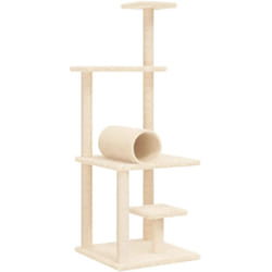 Tiragraffi per gatti Mobili Tower Climb Toy Piattaforma da arrampicata con tiragraffi in sisal 136 cm Crema