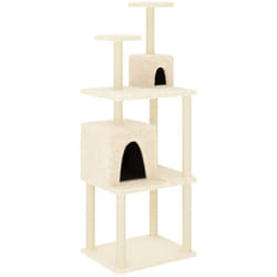 Tiragraffi per gatti Mobili Torre da arrampicata Giocattolo Tiragraffi Piattaforma da arrampicata con tiragraffi in sisal 167 cm Crema