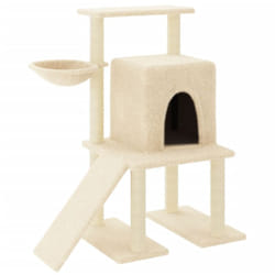Tiragraffi per gatti Mobili Torre da arrampicata Giocattolo Tiragraffi Piattaforma da arrampicata con tiragraffi in sisal 96,5 cm Crema