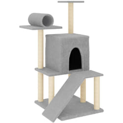 Helloshop26 - Tiragraffi per gatti Mobili per arrampicata su torre Tiragraffi piattaforma da arrampicata con tiragraffi in sisal chiaro 110,5 cm