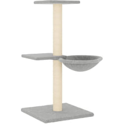 Tiragraffi per gatti Mobili per arrampicata su torre Raschietto per gatti Piattaforma da arrampicata con tiragraffi in sisal chiaro 72 cm grigio