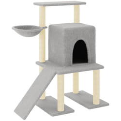Helloshop26 - Tiragraffi per gatti, giocattolo per arrampicata su torre, tiragraffi, piattaforma da arrampicata con tiragraffi in sisal chiaro, 96,5