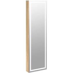 Helloshop26 - Armadietto portagioie organizzatore camera da letto guardaroba bagno con specchio e illuminazione a led marrone a parete